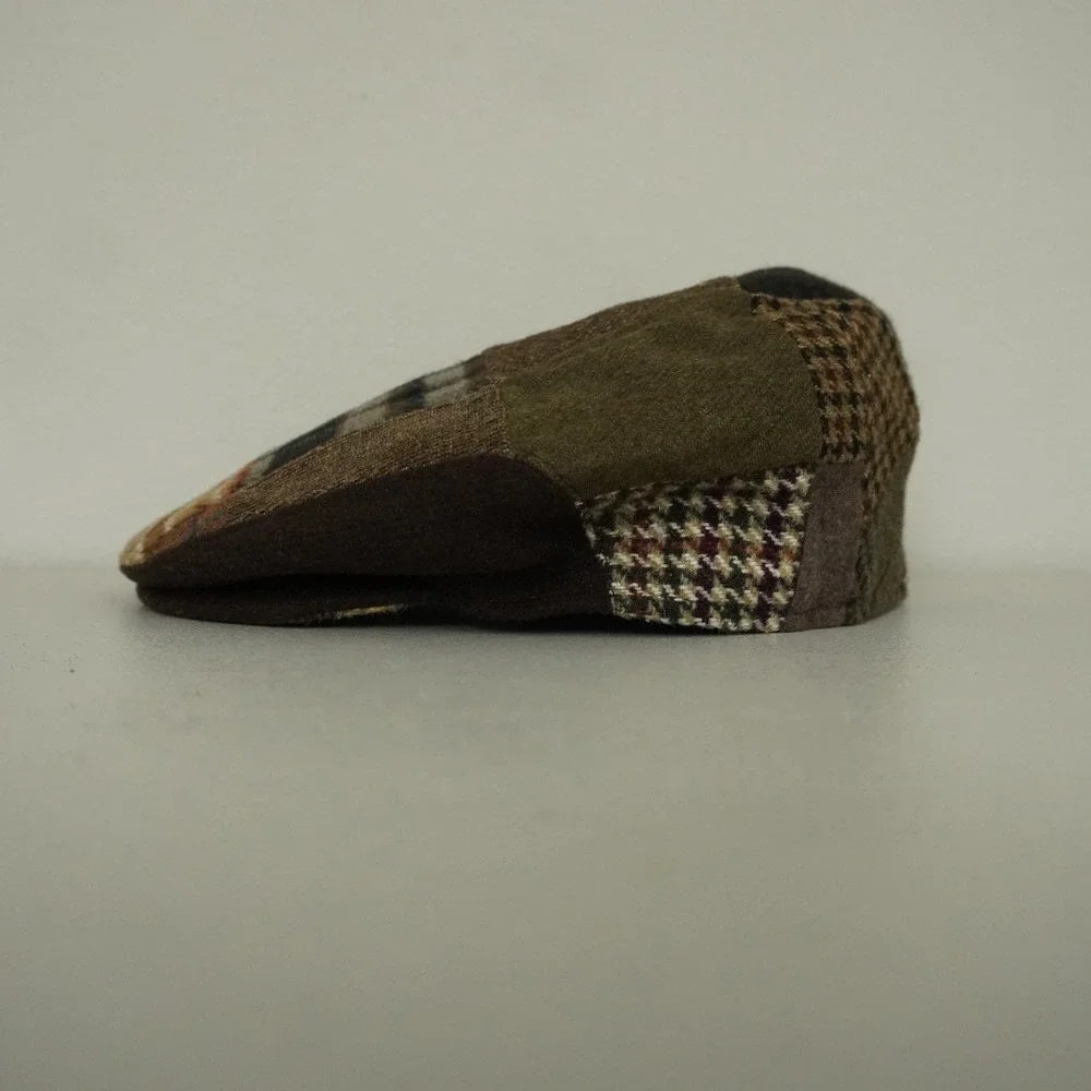 Brooks Brothers Flat Driver Newsboy Cap M Multicolor Patchwork Wool Blend Italy